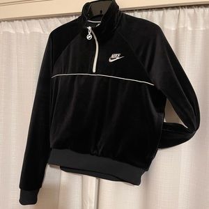 Nike Velour Crop-Top Half Zip Sweater